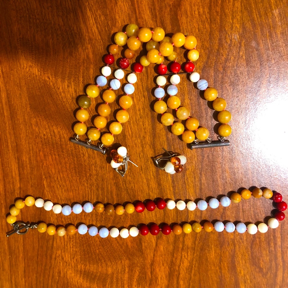 Beaded Necklace set with Earrings and Bracelet. May be sold separately.